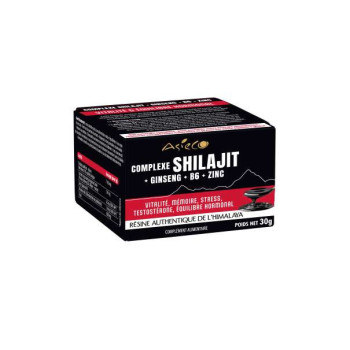 Complexe Shilajit Ginseng B6 zinc - Résine 70% acides fulviques ASIECO