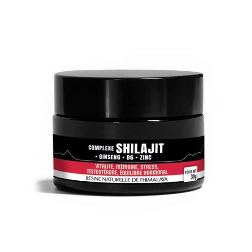 Complexe Shilajit Ginseng B6 zinc - Résine 70% acides fulviques ASIECO