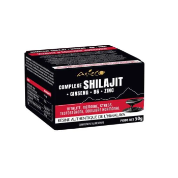 Complexe Shilajit Ginseng B6 zinc - Résine 70% acides fulviques ASIECO